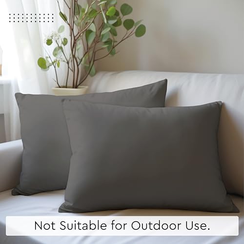 Image of Encasa XO Throw Pillow Covers 12x20 in Set of 2 Grey | No Inserts | Cotton Pillow Covers for Living Room, Bed, Sofa, Couch | Decorative Cushion Covers with Improved Zipper