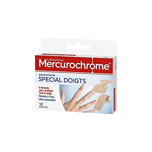 MERCUROCHROME - Pansements pour doigt - Boite de 12 - Pour une protection efficace en cas de petites blessures - Idéal pour le premier secours et l'hygiène personnelle - Le Lot De 3