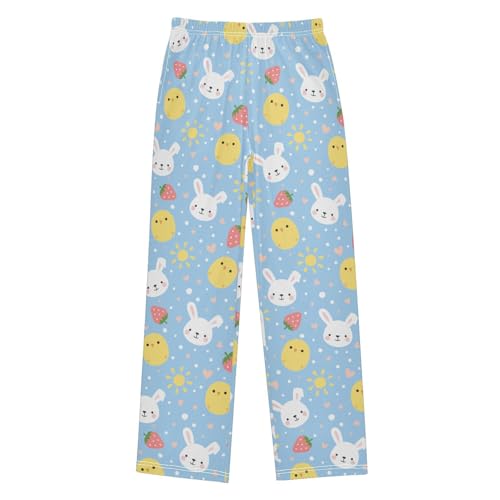 ZZXXB Bunny Chick Strawberry Boys Long Pants Soft Trousers Elastic Waist Kids Lounge Bottoms with Pockets S-XL