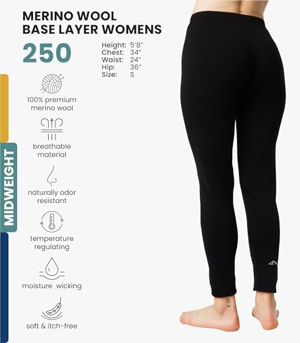 Merino Wool Base Layer Women Pants 100% Merino Wool Leggings Heavyweight, Midweight, Lite Thermal Underwear Bottom and Socks2