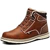 ARRIGO BELLO Winterschuhe Herren Winterstiefel Gefüttert Winterboots Leder Stiefel Boots Stiefeletten Rutschfeste Warme Arbeitsschuhe Trekking Wanderschuhe 41-46(B Braun-Warm Gefüttert,Größe 45)