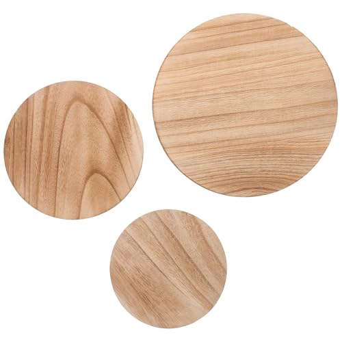 Parliky 3 pezzi Supporto in Legno Rotondo per Vasi Sgabello per Piante da Interno ed Esterno con Finitura Levigata e Base Stabile Piedistallo Decorativo per Fioriere e Esposizione