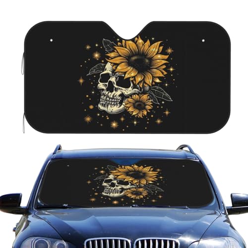 Pare-brise pliable couvre-soleil auto crâne tournesol pour SUV