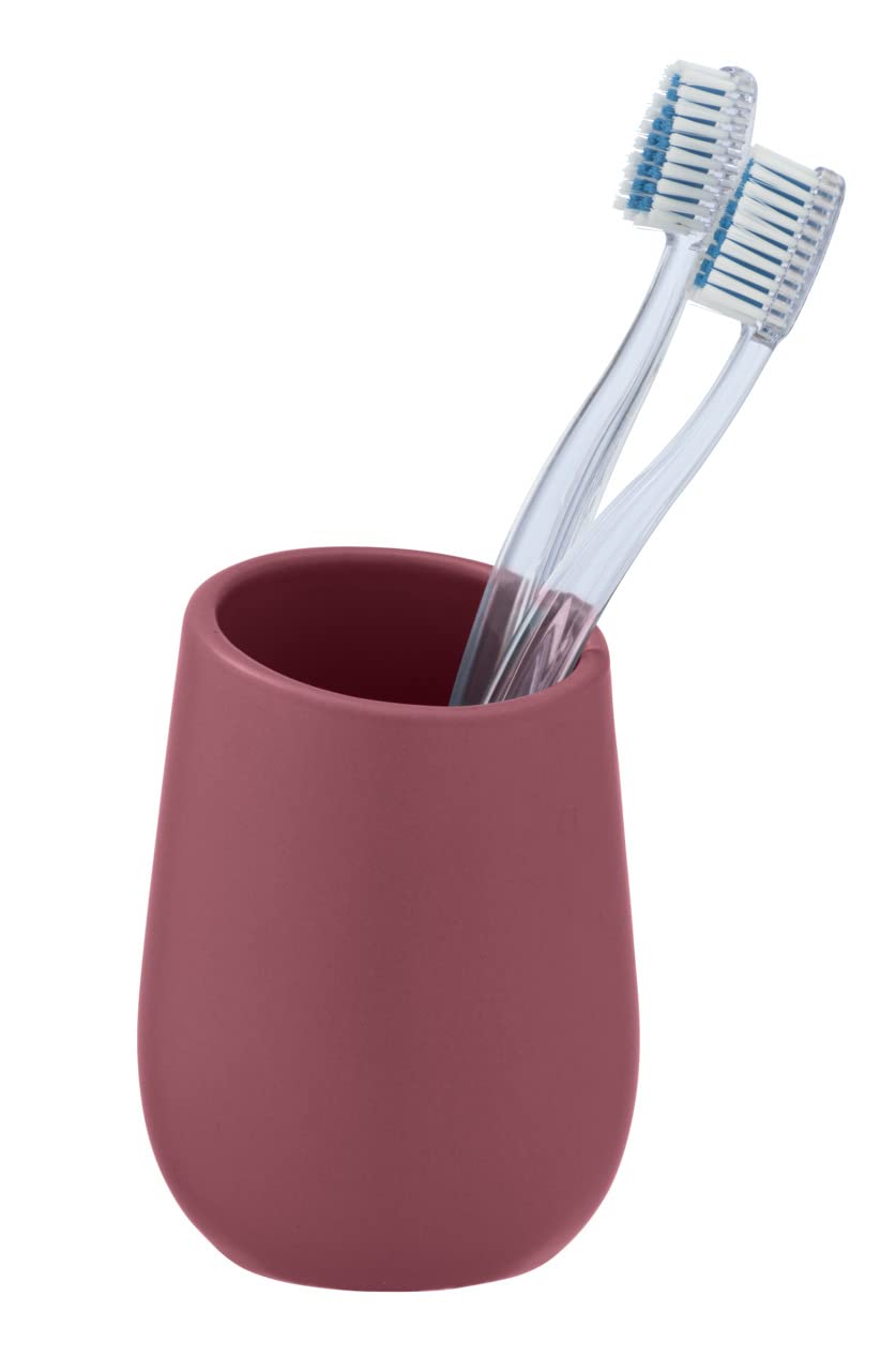 WENKO Gobelet à Brosses à Dents Brandol – Élégant Porte-Brosse En Céramique Noir Mat Et Accents Cuivre, 8 X 10 Cm