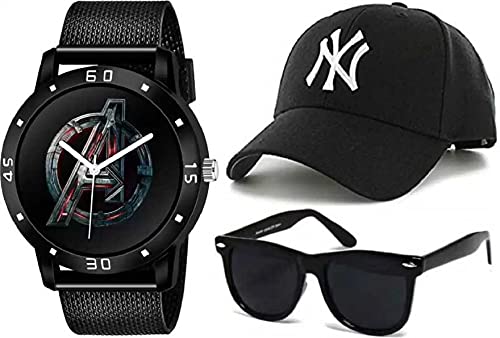 PUTHAK Combo for Mens and Boys Pack of 3 (Watch - 01 + Cap - 01 + Sunglass - 01)