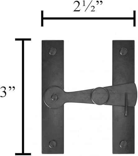 Miniatura 5 de Renovators Supply Manufacturing Pestillo de puerta de hierro forjado negro de 2.5 pulgadas con herrajes de montaje