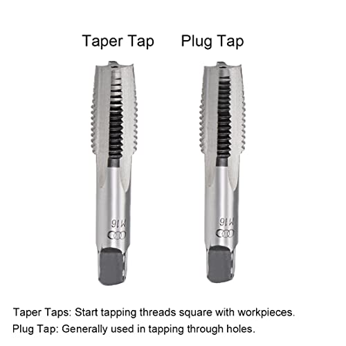 sourcing map 1 Pair Metric Hand Threading Tap Set M16 Thread 2mm Pitch Taper & Plug Milling Taps Straight Flutes High Speed Steel 3 sourcing map 1 Pair Metric Hand Threading Tap Set M16 Thread 2mm Pitch Taper & Plug Milling Taps Straight Flutes High Speed Steel - Image 3