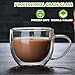 Double Walled Glass Coffee Mugs Set of 2, 8 oz Hand Blown Insulated mugs with Handle, Clear Coffee Mugs for Cappuccino, Latte, Espresso, Americano, Tea Bag, Beverage Glasses Heat Resistant Coffee Cups