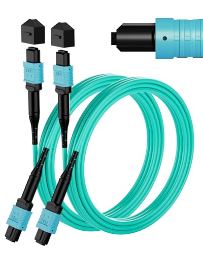 Image of MPO to MPO Fiber Cable,10M 2-Pack OM3 Multimode Fiber Patch Cable,12-Core Type B Female,LSZH Jacket,MTP Compatible for QSFP+Transceivers