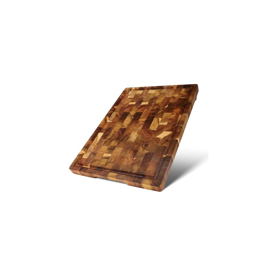 Aroplor Large Thick Acacia Wooden Cutting Boards 17*12*1inch,for Kitchen Large Chopping Boards with Juice Groove,Inner Handles,Non-slip design,Wooden Trays for Meat,Bread,Fruit Vegetables and Cheese