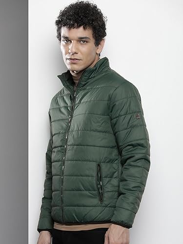 Image of The Indian Garage Co Men Slim Fit Solid Puffer Jackets
