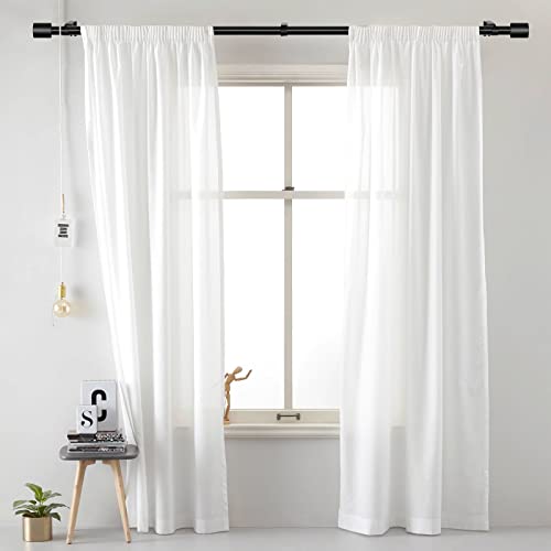Augosta Heavy Duty Curtain Rods For Windows 48 To 84 Inch, Modern Design M2, Black #TOP1
