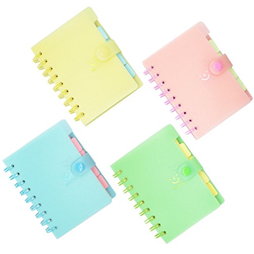 Cuaderno de bolsillo portátil de 4 piezas, diario de viaje con sonrisa, mini bloc de notas en espiral para actividades al aire libre, viajes, viajes de negocios o escuela, estudiante