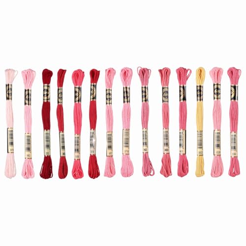 Image of PATIKIL 14 Skeins Embroidery Floss Polyester Embroidery Threads Bracelets String for Cross-Stitch Hand Embroidery, Rose Gradient