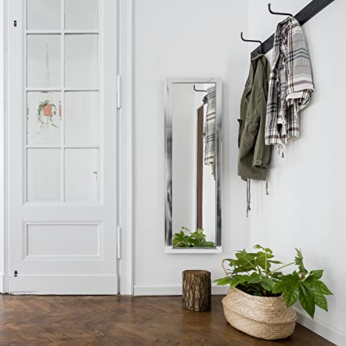 Mirrorize Full Length Over The Door Mirror, Long Door Hanging, Large Mirrors For Wall Full Body, Shatterproof Tall Floor Mirror, 42"X14", Silver #TOP2