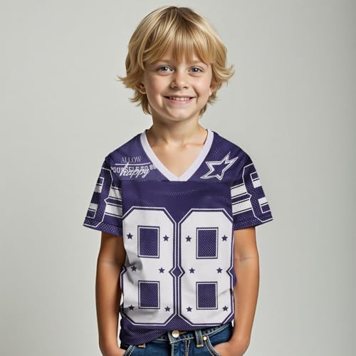 Image of Girls Boy Jersey Shirt Kids Y2k Baggy Tshirt 88 Graphic Tees | Size 6-11 Years V Neck Sports Team Outfit, Football Season Shirts, Oversized Short Sleeve Summer Tee Top