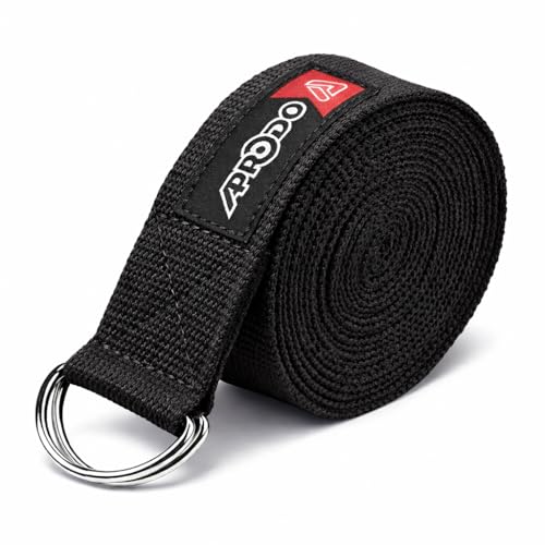 Image of Aprodo Yoga Strap (6 /8 /10 Feet Size Option) 1.5 inch Width 100% Cotton Straps with Adjustable D-Ring Buckle, Best for Yoga, body Flexibility & General Fitness