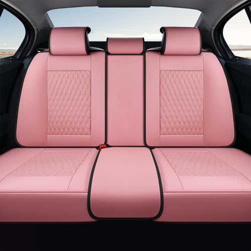 Image of Coverado Rear Seat Covers, Leather Seat Cover for Car, Universal Waterproof Automotive Seat Cushion Protector for Most Cars Trucks SUV (Pink)