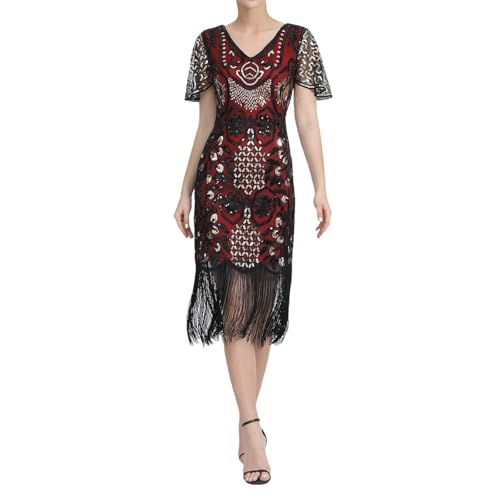 Robe des années 20 pour femme Gatsby vert et noir coupe courte pour soirée à thème