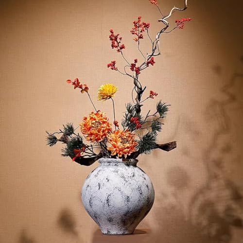 GIZNXBA Florero De Ceramica Blanca Florero Moderno para La Decoracion del Hogar Florero De Ceramica Rustica Centros De Mesa para El Comedor, Sin Flores