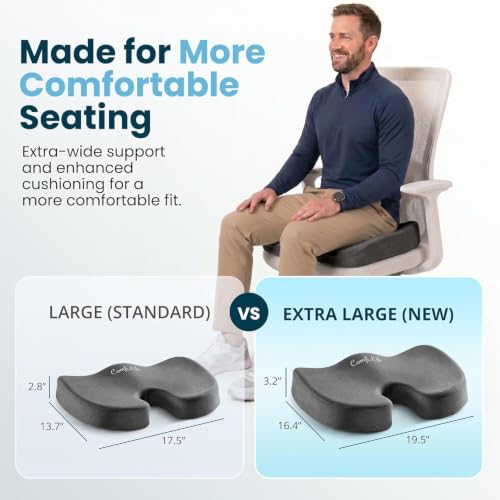 Image of ComfiLife Extra Large Gel & Memory Foam Seat Cushion - Doctor Recommended Office Chair Cushion, Car Seat Cushion - Back & Sciatica Pain Relief - Wide Seat Cushion for Big & Tall (Charcoal)