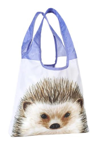 O-WITZ Reusable Grocery Bags | Vibrant Tote Bag For Groceries, Gym, Beach Gear, Toys & More | Washable Design With Large Handles For Maximum Convenience | Folds Into A Small Pouch, Hedgehog