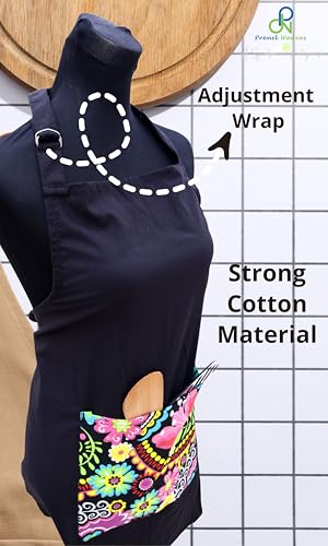 Image of Kitchen Apron for Women & Men | 100% Cotton | Cooking Apron with Big utility Pocket | Adjustable neck strap | Free Size | Kitchen Utensils Accessory