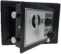 Cofre Digital Eletrônico com Chave e Senha - 6 Litros | Aço Reforçado | Fixação em Parede/Piso | Inclui Pilhas e Kit Instalação (23x17x17cm)