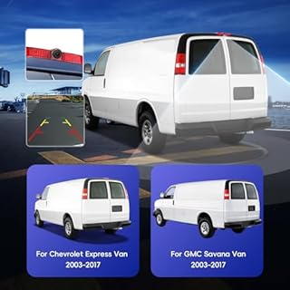 Back Up Rear View Camera for Chevrolet Chevy Express Van/GMC Savana Van 2003-2017 Parking Assist Reverse Camera AHD/CVBS Night Vision Wide Angle Waterproof Brake Light Roof Mount Cam