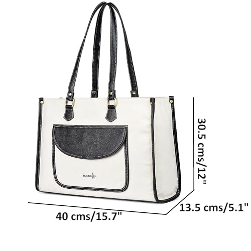 Image of K London Stylish Women's Office Bag - Canvas Laptop Tote for Professional & Casual Work Use | Spacious, Durable and Elegant Crossbody bag | Handbag | 15 inch Laptop (2312 Parent)