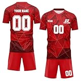 Custom Soccer Jersey Set for Adult Men Women Youth Kids,Personalized Name Number Logo Soccer Uniform Shirts and Shorts