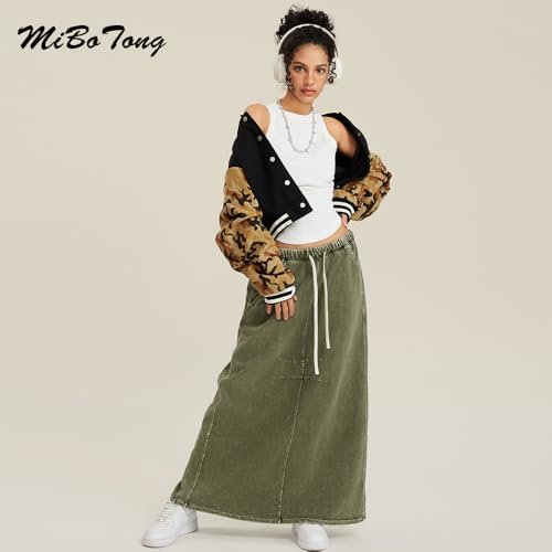 Mi Bo Tong Trendy Camouflage Patchwork Jacket Loose Long Sleeved Single Breasted Fashion Coat for Girls4