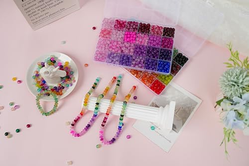 1500 Pieces 5 * 8mm Abacus Glass Beads for Jewelry Making,48 Colors Special Glass Beads Friendship Beads for Bracelet Necklaces Making and DIY Crafts,Great Gifts for 6-Year-Old Girls - Image 8