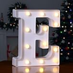 Foaky LED Letter Lights Sign 26 Alphabet Light Up Letters Sign for Night Light Wedding Birthday Party Battery Powered Christmas Lamp Home Bar Decoration (E)