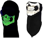 USA Made Black Cotton Glowing Skull Bandana Face Cover Scarf Neck Shield