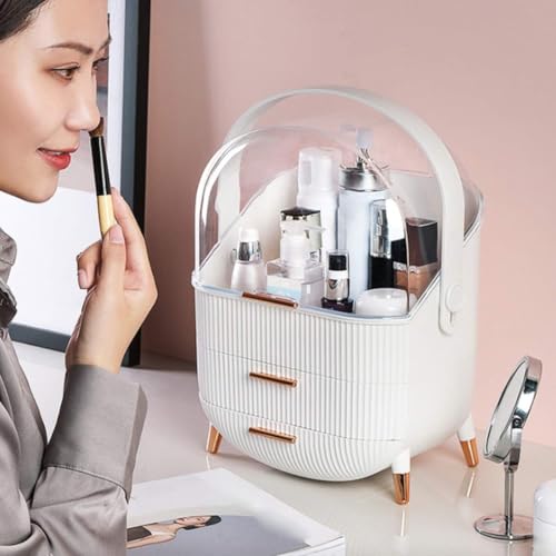 Maleta Organizadora Maquiagem Cosmético 3 Divisórias Alça (Branco)