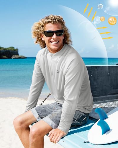 Roadbox Men's 1/4 Zip Pullover Long Sleeve, UPF 50+ UV Sun Protection Shirts, Swim Rash Guard Tops for Running Fishing4