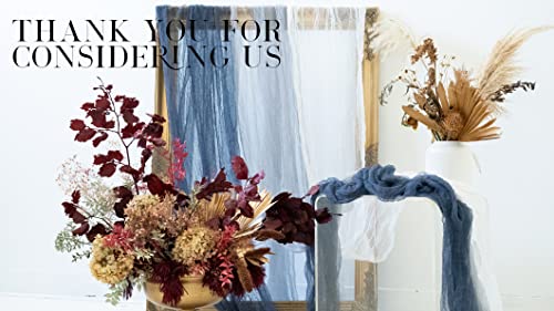Ls Designs Rustic Cotton Gauze Cheesecloth Table Runner 36 Inch X 180 Inches (3 Ft X 15 Ft) Open Edge, Non-Seared, Wedding, Bridal Shower, Baby Shower, Wedding Drapery, Table Runner (Stone Slate Blue) #TOP6