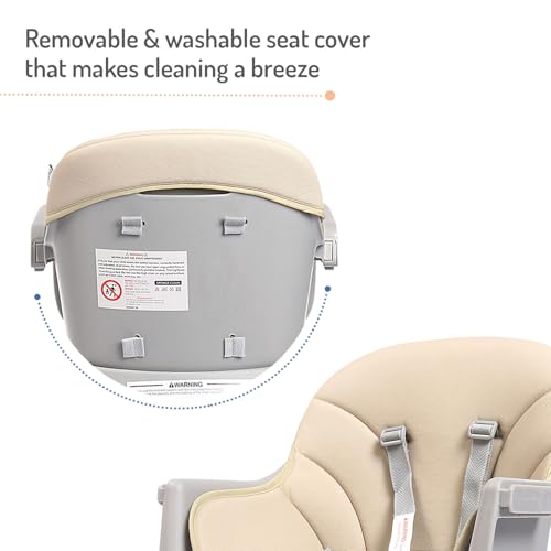 Image of Bonfino Bliss 6-in-1 Premium High Chair for Baby, Convertible Booster Seat, Study & Game Table with Removable Tray, Feeding Chairs for 6 Months to 3 Years, 5-point Safety Harness, Anti Skid Legs (Grey)