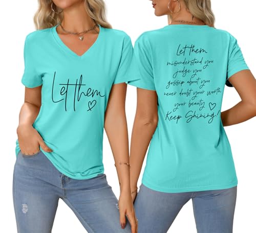 Let Them Misunderstand You V-Neck T-Shirt Mental Health Shirt for Women Inspirational Graphic Tees Motivational Gift2