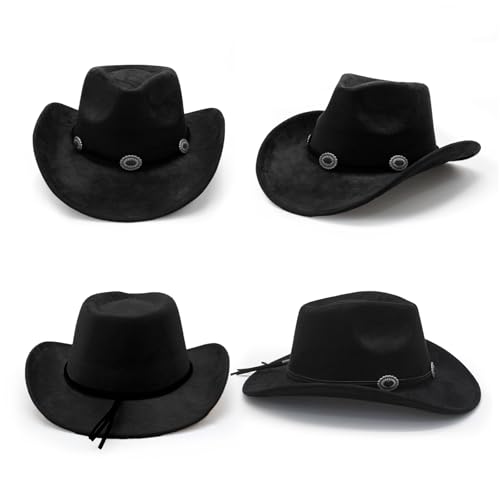 Image of LIDHAY Cowboy Hat for Women and Men Felt Wide Brim Suede Cowboy Cowgirl Hats Felt Cattleman Western Hats