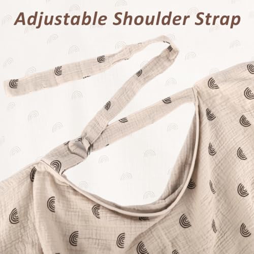 Image of SNOWIE SOFT Breathable Cotton Breastfeeding Nursing Cover with Adjustable Neck Strap, Lightweight Privacy Nursing Poncho for Nursing Mothers, Baby Essentials Product 65x95cm