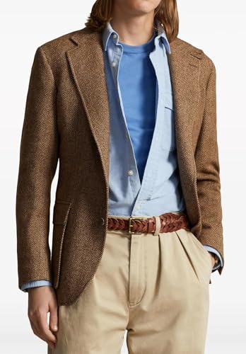 Men's Herringbone Tweed Blazer Vintage Wool Blend Sport Coat Jacket with Pocket2
