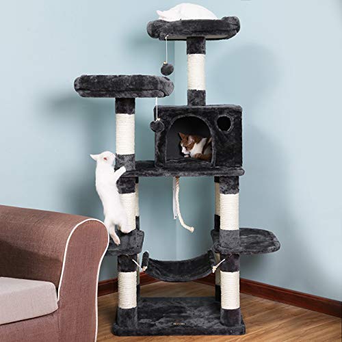 FEANDREA Multi-Level Cat Tree for Big Cats, Stable Cat Tower, Gray UPCT85G