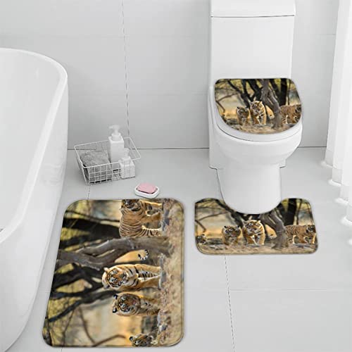 Badematte Bengalischer Tiger Wilde Tiere Badematten Set rutschfest Waschbar Badgarnitur 3teilig - WC Deckelbezug U… – Bild 5