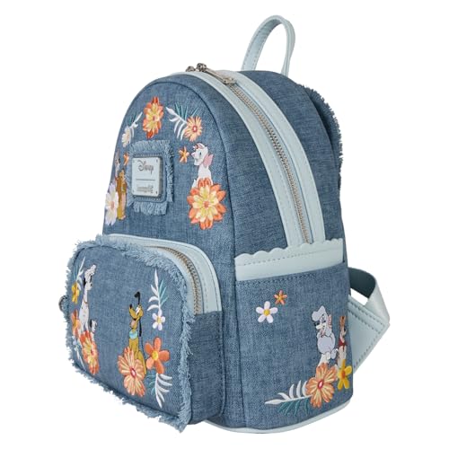 Image of Loungefly Disney Dogs & Cats Faux Denim Fringe Mini Backpack