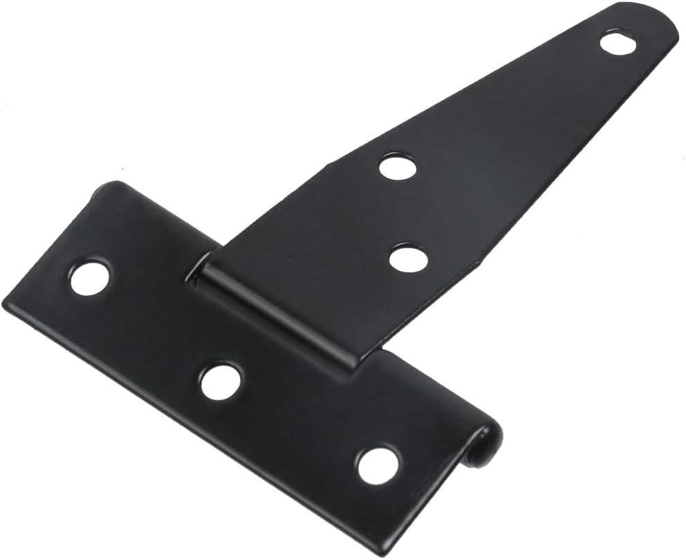 Geesatis 8 PCS Black T Hinge Length 3" Door Gate Cabinet Shed Hinge T Strap Shed Door Hinges, Heavy Duty, Strong Endurance, Iron, with Mounting Screws