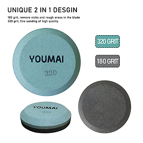 Axe Sharpening Stone, Youmai 180 And 320 Grit Hatchet Whetstone Multi-Purpose Blade Knife Sharpener For Your Axe, Machete, Garden Tool, And More (With Reusable Box) #TOP3