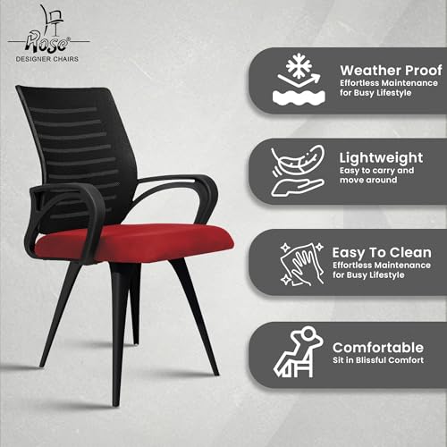 Image of ROSE Elite | 3 Years Brand Warranty | Ergonomic Office Chair, Study, WFH, Revolving, Rolling, Desk, Task, Laptop, Student Chair (Maroon Seat & Black Back, Elite MB Reception)