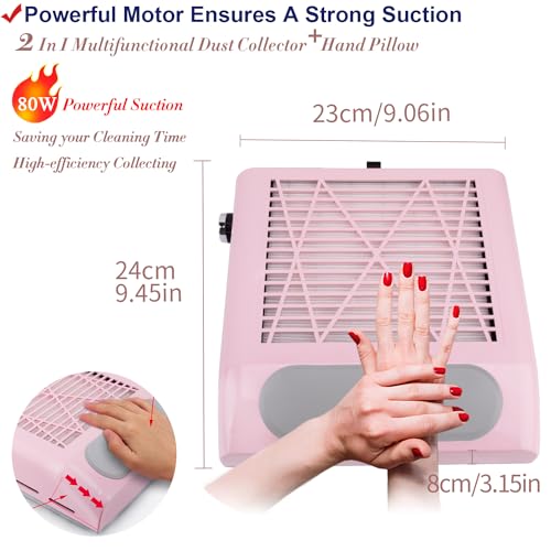 Cofashion MR0063-2-PINK Nail Dust Collector For Acrylic Nails Vacuum Machine 80W Adjustable Nail Vacuum Dust Collector Electric Nails Filter thumb #3